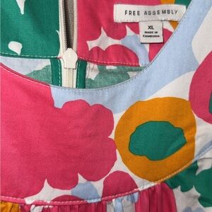 Free Assembly XL Floral Cotton Dress in Pink & Multi
